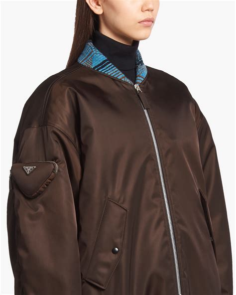 prada re nylon bomber|Dark Brown/light Blue Re.